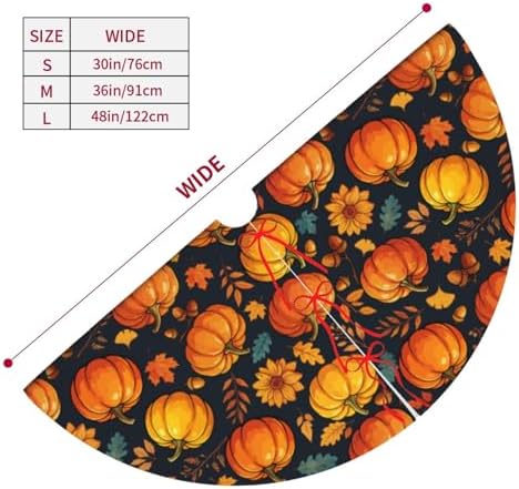 Fall Tree Skirt 30" Pumpkin Tree Mat Halloween Tree Topper Christmas Skirt - Image 6