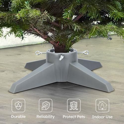 HarcoHome Christmas Tree Stand for Live Tree, Fits up to 8ft Real Tree, Sturdy Christmas Tree Holder with Spike for Real Tree, Xmas Tree Base Stand (Grey) - Image 5