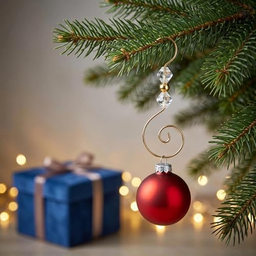 30 PCS Christmas Ornament Hooks, S-Shaped Gold Metal Wire Hangers with Crystal Beads ?€? Decorative for Tree Decor, Suncatcher, Party Crafts - Image 4