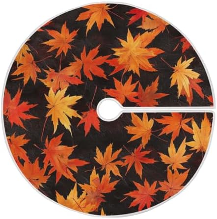 Yellow Maple Leaf 48 Inch Christmas Tree Skirt, Soft Xmas Tree Mat for Party Decoration Holiday Decor Christmas Decorations Indoor Outdoor by SUABO