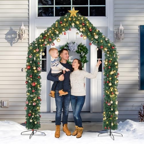 Outvita Christmas Archway Decoration, 8.5ft Artificial Tree Stand with Roof Top, Background Stand for Outdoor Indoor Room Festival Decoration - Image 6