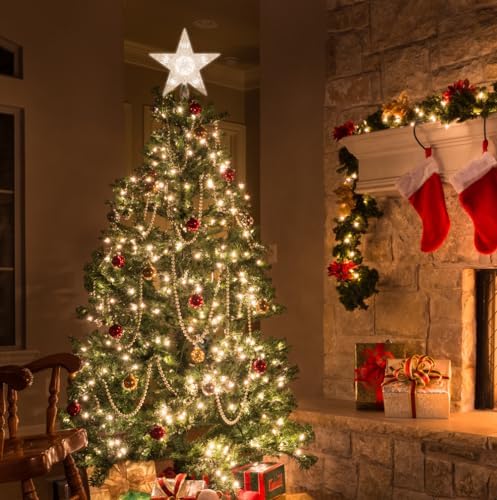 LAMPHOME Christmas Tree Topper, Christmas Star Tree top Decor Light for Christmas Holiday Home Fit for General Size Xmas Tree(9 Inch 10 Lights Clear Colour) - Image 2