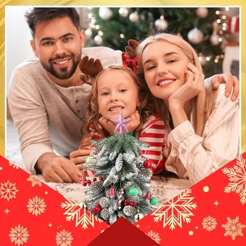 Hanaive 3 Pcs Mini Christmas Tree Topper Small Star Christmas Treetop Ornaments for Mini Tree Holiday Decorative Star for Xmas Home Decor(2.36 Inch,Glitter Pink) - Image 4