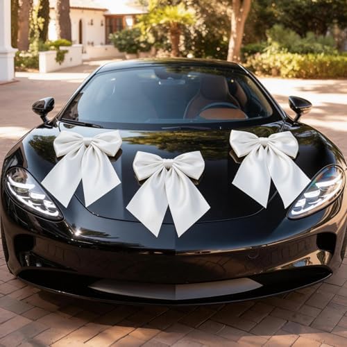 White Bow Decor as Crib Skirt 3 Pack Large White Bows Decoration 22 × 11 Inch Big Bow for Gift Coquette Party Background for Bachelorette Baby Shower Bridal Shower Wedding - Image 5