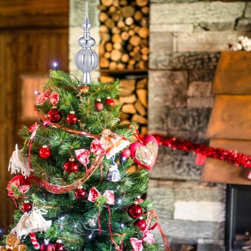 BESPORTBLE Vintage Christmas Tree Topper - 9 Inch Plastic Finial, Hand-Painted Glitter Treetop Decoration for Xmas Holiday & New Year, Shiny Tree Toppers - Image 3