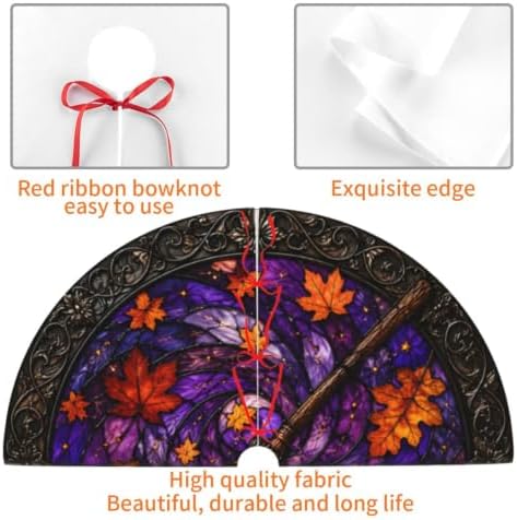Fall Autumn Halloween Witch's Broom 30 36 48 Inch Christmas Tree Skirt Carpet Mat Funny Party Decor Supplies for Xmas Halloween Decorations Occasion - Image 5