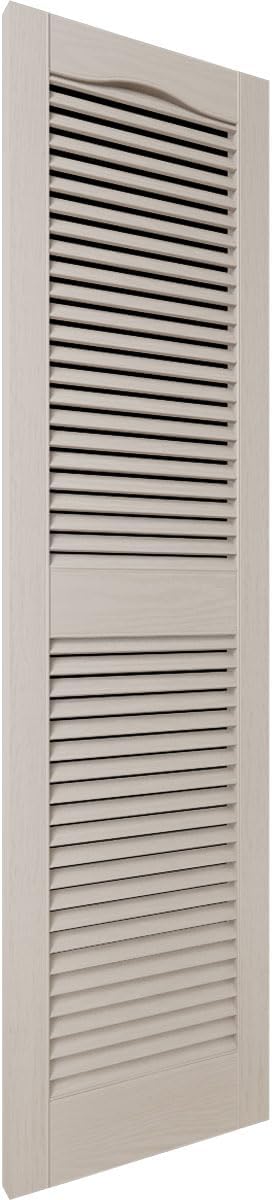 Ekena Millwork Lifetime Vinyl LL1S12X02500CL Standard Cathedral Top Center Mullion, Open Louver Vinyl Shutters, w/Installation Shutter-Lok's & Matching Screws (Per Pair), 12"W x 25"H, Clay