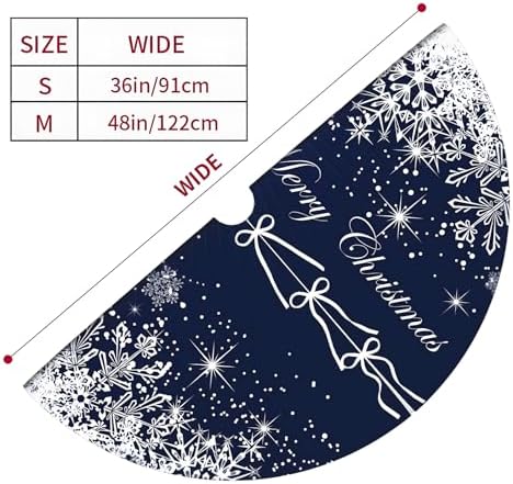 Blue Christmas Tree Skirt 36 Inch Soft Winter Snowflakes Tree Skirt Xmas Tree Skirt Winter Holiday Blue Christmas Trees Mat Decoration - Image 4
