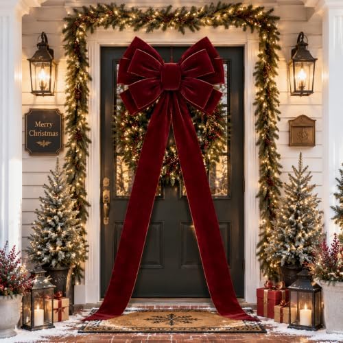 Norme 1 Pcs Burgundy Extra Large Christmas Tree Topper Bow Decor - Image 4