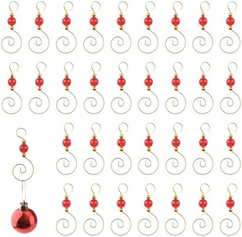 INCREWAY 100PCS Christmas Ornament Hooks, S-Shaped Metal Hooks, Decorative Hook with Crystal Beads for Hanging Ornaments, Decorations, Christmas Stockings by ForHome