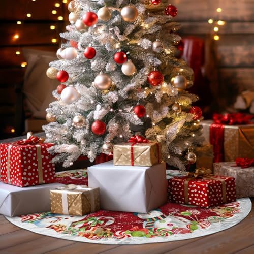 Christmas Tree Skirt, Snowman Tree Skirts 48 Inch, Christmas Trees Decoration, Xmas Decor Mat for Indoor Outdoor, Xmas Skirts, Snowman Holiday Decoration - Image 6