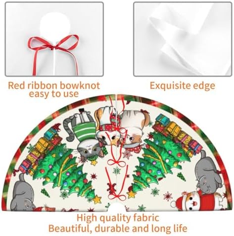 Christmas Cat Traditional Christmas Tree Skirt Holiday Party Xmas Tree Skirt Mat Christmas Ornaments Decoration 36 Inch - Image 3