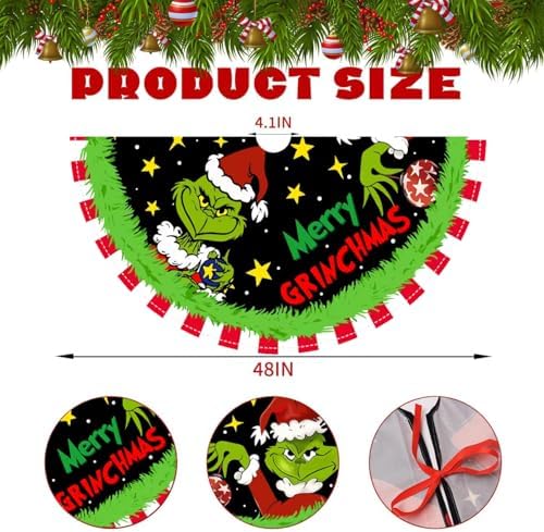 Christmas Tree Skirt 48 Inch, Soft and Funny Merry Christmas Tree Collar Farmhouse Xmas Holiday Decoration (Style B) - Image 2