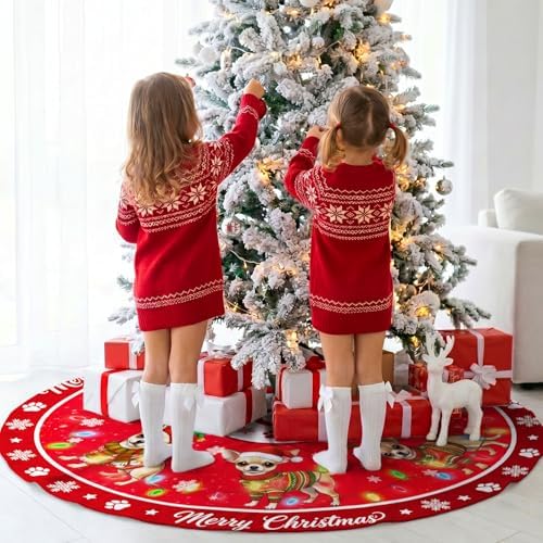 Chihuahua Christmas Tree Skirt 48 Inch for Indoor Outdoor Decorations - Image 5