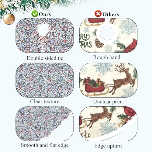 Ridhi Airforce Blue Hand Block Print Cotton Christmas Tree Skirt 60 Inch - Image 5