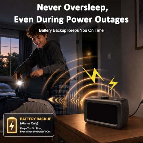 Peakeep 115dB Super Loud Alarm Clock for Heavy Sleepers Adults Teens - Image 4