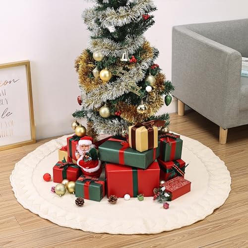 Mr. Pen Christmas Tree Skirt - 48 Inch Knitted Xmas Tree Skirt - Image 5
