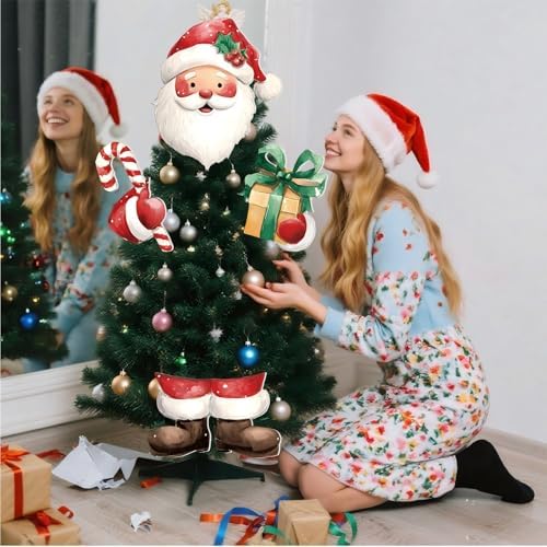 Soulchen 4 Pcs Large Christmas Tree Topper Santa Claus Christmas Tree Decorations Cute Red Santa Hat Candy Gift Box Head Arms and Legs Ornament for Xmas Gift Home Party Decor Supplies - Image 4