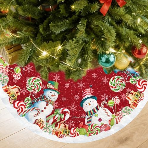 Christmas Tree Skirt, Snowman Tree Skirts 48 Inch, Christmas Trees Decoration, Xmas Decor Mat for Indoor Outdoor, Xmas Skirts, Snowman Holiday Decoration by Fiwbnasz