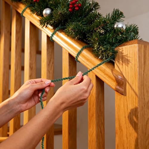 100' Christmas Artificial Pine Wire Garlands, Flexible Greenery Roping Ties - Image 4