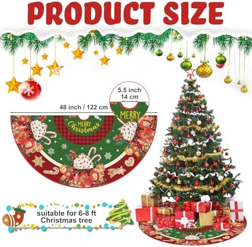 Blosssound Tree Skirt Buffalo Plaid,48 Inch,Ice Cream,Multicolor - Image 2