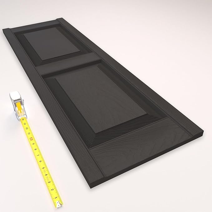 Ekena Millwork Lifetime Vinyl LP2S14X05100TG Standard Two Equal Panel Vinyls, Raised Panel Vinyl Shutters, w/Installation Shutter-Lok's & Matching Screws (Per Pair),14.75"W x 51"H, Tuxedo Grey
