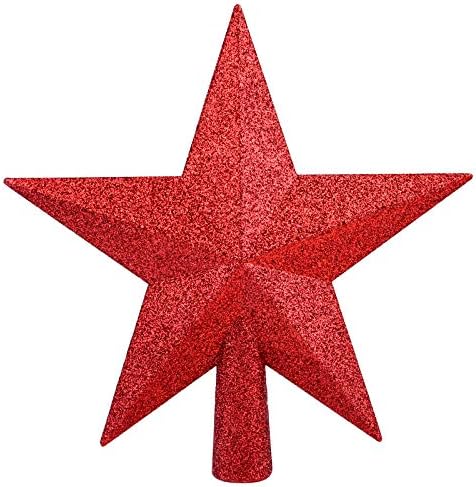 8 Inches Christmas Tree Top Crown Glitter Star Decoration (Red) by Livder