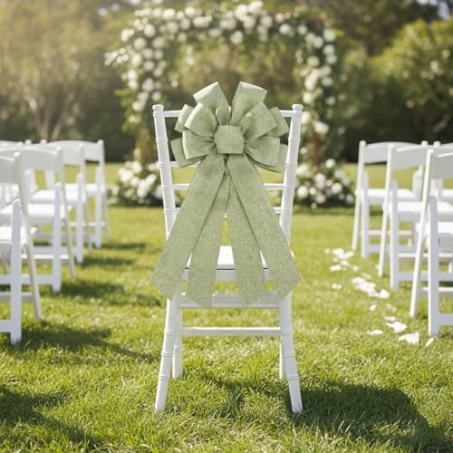Mint Green Large Bow for Wreath Tree Topper 11x21 Inch Linen Texture Wired Ribbon Big Bows for Front Door Spring Easter Summer Decor Gift - Image 3