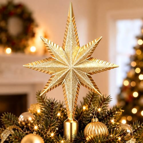 Sanwuta Christmas Bethlehem Star Tree Topper 8 Inch Gold Glitter by Sanwuta