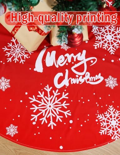 Multiwins 48 Inch Christmas Tree Skirt, Soft Christmas Tree and Snowflake Christmas Tree Mat, wiht Cute Santa Claus/Reindeer/House for Xmas Holiday Party Christmas Decorations - Image 5
