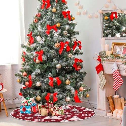Christmas Trees Snowflakes Christmas Tree Skirt Small Xmas Tree Skirts Decorations 36 in Burlap Tree Mat Cover for 4 ft Trees Holiday Party - Image 6