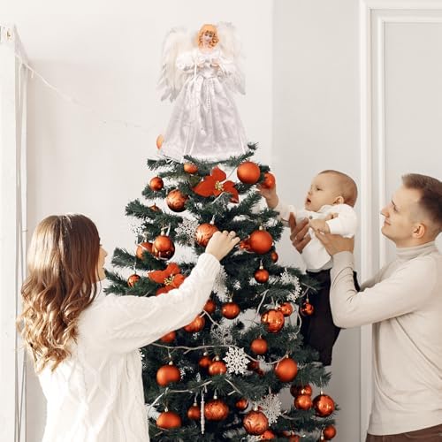 Christmas Tree Topper with Lights | 12.5 inch White Angel Tree Topper - Image 6