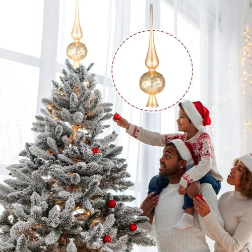 Gejoy Mercury Glass Christmas Finials Tree Topper Gold Ornaments - Image 3