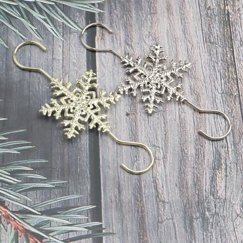 Ornament Hooks for Hanging Decorations, 20 PCS Gold Snowflake S-shaped Hangers - Swirl Christmas Tree Hangers with Crystal Beaded Tips for Small Ornaments - Image 4