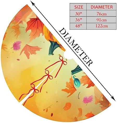 Fall Pumpkins Maple Thanksgiving Christmas Tree Skirts 48", Xmas Tree Cloth Mats Trees Skirts for Decor Gift, Home Decoration - Image 2
