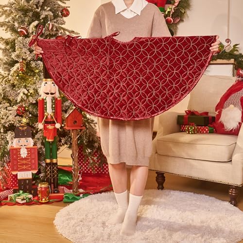 Valery Madelyn 36 Inch Red Christmas Tree Skirt for Tree Decorations - Image 5