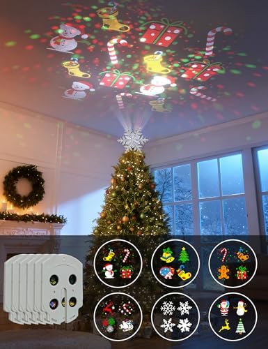 DG-Direct Christmas Tree Topper with 6 Rotating Projection Patterns, Silver - Image 2