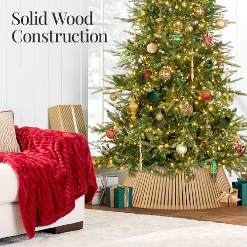 Best Choice Products Christmas Tree Collar, Solid Wood Slatted Tree Skirt Holiday Accessory for Home - Natural - Image 5