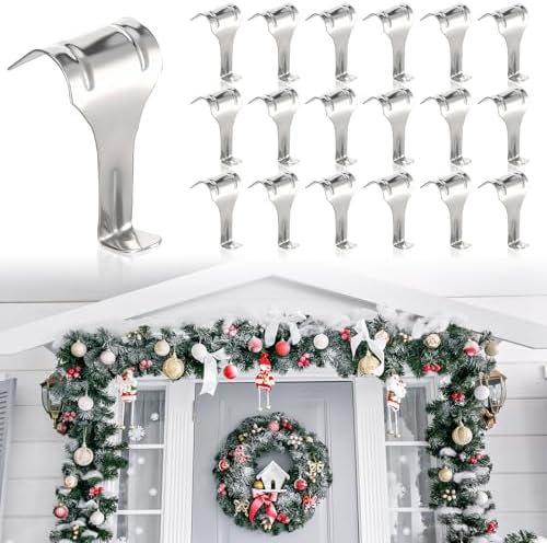 Gisafai 24 Pcs Christmas Garland Hangers for Door Frame Metal S Hooks Christmas Hanging Holders Molding Clips for Xmas Window Mantel Shelf Door Frame Wreath Light Strings Decoration(Silver) by Gisafai