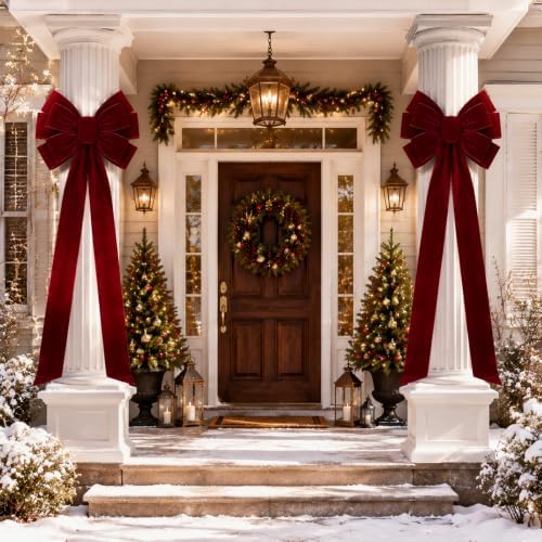 Norme 1 Pcs Burgundy Extra Large Christmas Tree Topper Bow Decor - Image 5