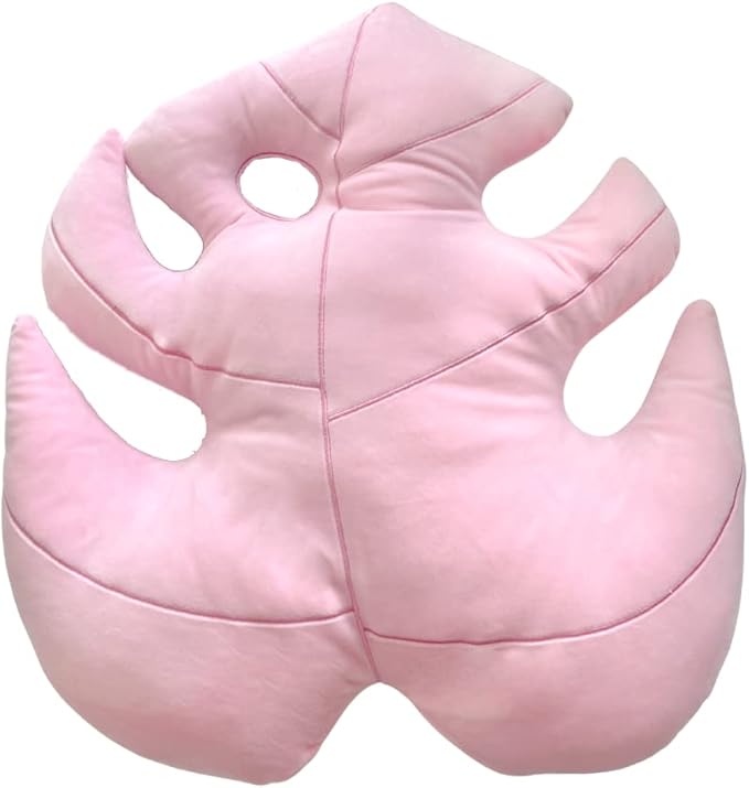Green Philosophy Co. Monstera Deliciosa Leaf Pillow - Paradise Pink