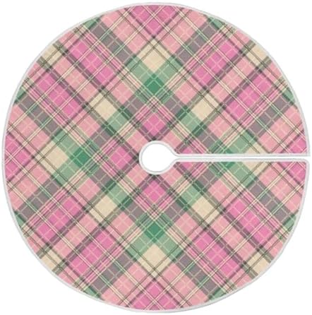 Blueangle 47.2 Inch Pink Green Plaid Christmas Tree Skirt Soft Polyester Skirt for Merry Christmas Party Christmas Tree Decoration by Blueangle