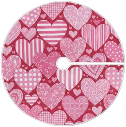 SUABO Valentine Pink Love Hearts 48 Inch Christmas Tree Skirt, Soft Xmas Tree Mat for Party Decoration Holiday Decor Christmas Decorations Indoor Outdoor by SUABO