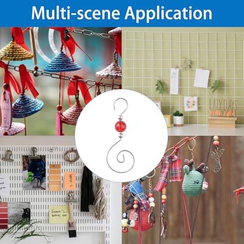INCREWAY 30PCS Christmas Ornament Hooks, S-Shaped Metal Hooks, Decorative Hook with Crystal Beads for Hanging Ornaments, Decorations, Christmas Stockings - Image 5