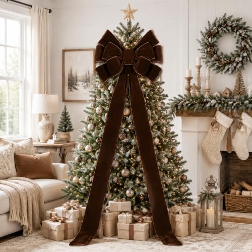 Norme 1 Pcs Brown Extra Large Christmas Tree Topper Bow Decor - Image 3
