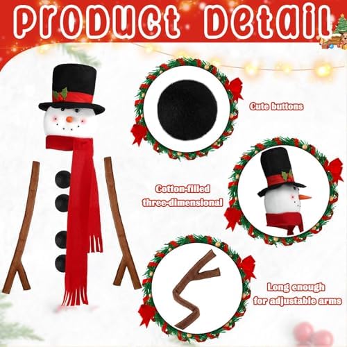 Syhood Snowman Christmas Tree Topper Large Holiday Funny Plush Stuffed Hanging Ornaments with Arms, Legs, Belt, Scarf for Christmas Tree Decorations Wine Bottle Curtain Xmas Home Decor - Image 3