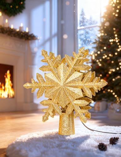 DG-Direct Rotating Christmas Tree Topper with 6 Projection Patterns, Gold - Image 5