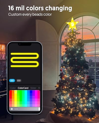 Christmas Tree Topper Star with 10 RGB LEDs, 9" Lighted Clear Star, App & Remote Control, Timer, USB Powered, Music Sync, Color Changing Treetop for Xmas New Year Holiday Tree Decoration - Image 2