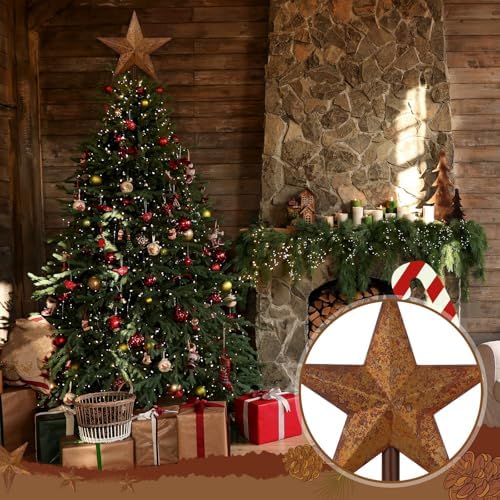 Morningro 12'' Rusty Christmas Star Tree Topper Metal Tree Topper, Classic - Image 6