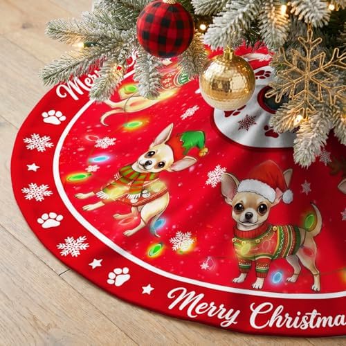 Chihuahua Christmas Tree Skirt 48 Inch for Indoor Outdoor Decorations - Image 6
